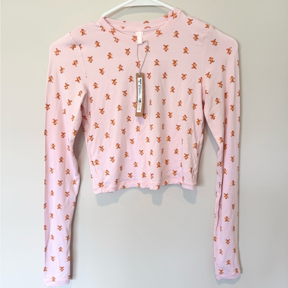 SKIMS Pink Gingerbread Super Cropped Long Sleeve NWT - Picture 1 of 3